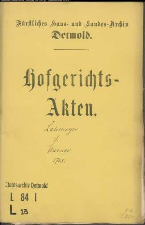 Lahmeyer, Henrich in Bremen gegen Johann Warner in Schötmar - Schuldforderung