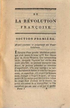 De la Révolution françoise, 1 (1797)