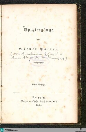 Spaziergänge eines Wiener Poeten