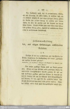 Zusammenstellung der, aus obigen Erfahrungen entstehenden Resultate