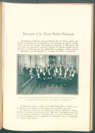 Banquete al Dr. Víctor Andrés Belaúnde