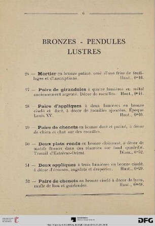 Bronzes – Pendules Lustres (Nr. 26-43)