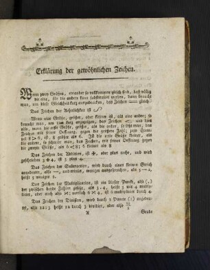 Erklärung der gewöhnlichen Zeichen.