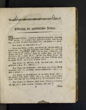 Erklärung der gewöhnlichen Zeichen.