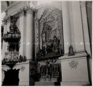 Oberaudorf, Kloster Reisach, Reliefplastik "Altar der heiligen Anna" von Johann Baptist Straub
