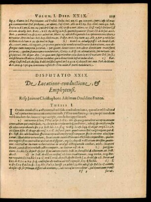 Disputatio XXIX. De Locatione-conductione, et Emphyteusi.