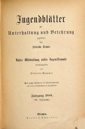 Jugendblätter. 1888 = Jg. 34