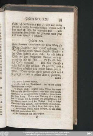 Psalm XX. Gebet frommer Unterthanen für ihren König.