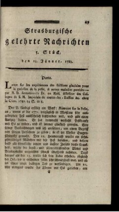 5. Stück, den 15. Jänner, 1783.
