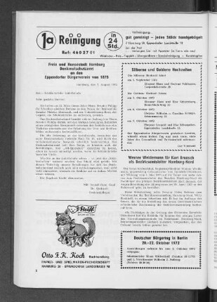 Freie und Hansestadt Hamburg Denkmalschutzamz an den Eppendorfer Bürgerverein von 1875