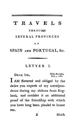 LETTER I. - Hilsea Barracks, July 5, 1780.