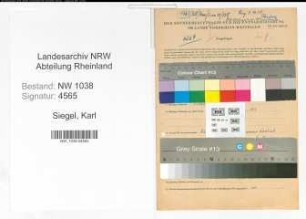 Entnazifizierung Karl Siegel , geb. 15.09.1907 (Kraftfahrer)