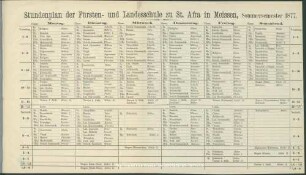 Stundenplan der Fürsten- und Landesschule zu St. Afra in Meissen, Sommersemester 1877