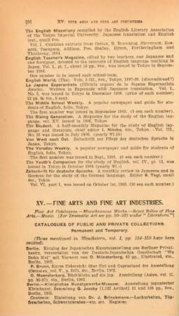 XV. Fine arts and fine art industries