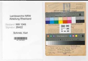Entnazifizierung Karl Schmitz , geb. 13.04.1895 (Bahnassistent)