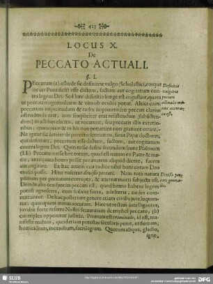 Locus X. De Peccato Actuali