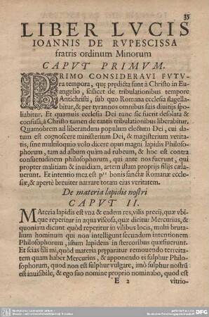 De materia lapidis nostri CAPUT II.