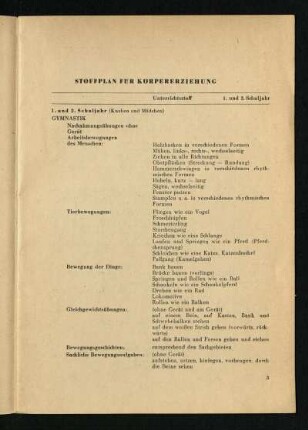 Stoffplan für Körpererziehung