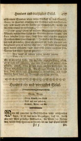 Hundert ein und vierzigstes Stück