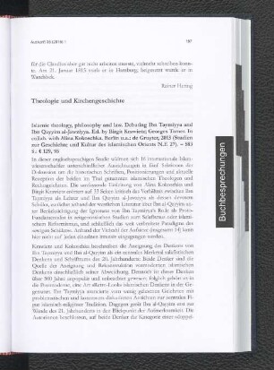 Theologie und Kirchengeschichte.