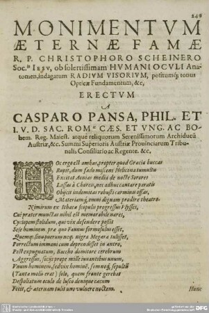 Monimentum aetarnae famae R. P. Christophoro Scheinero