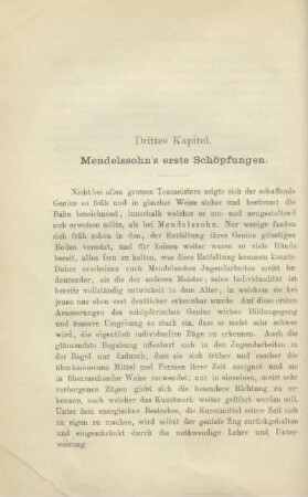 Drittes Kapitel. Mendelssohn's erste Schöpfungen