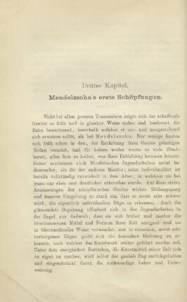 Drittes Kapitel. Mendelssohn's erste Schöpfungen
