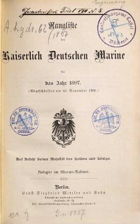 Rangliste der Kaiserlich-Deutschen Marine : für d. Jahr .... 1897