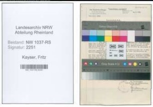 Entnazifizierung Fritz Kayser , geb. 17.01.1895 (Verw.Inspektor)