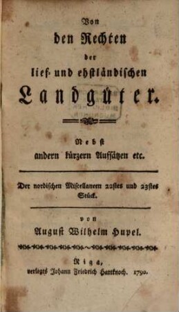 Der nordischen Miscellaneen ... Stück. 22/23, 22/23. 1790