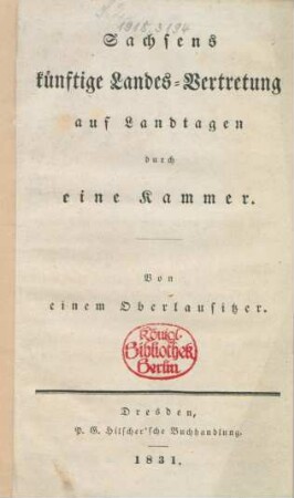 Sachsens künftige Landes-Vertretung auf Landtagen durch eine Kammer