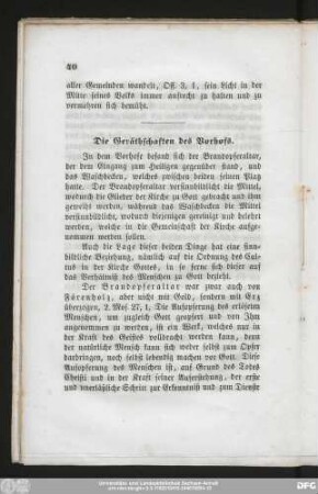 Die Geräthschaften des Vorhofs.