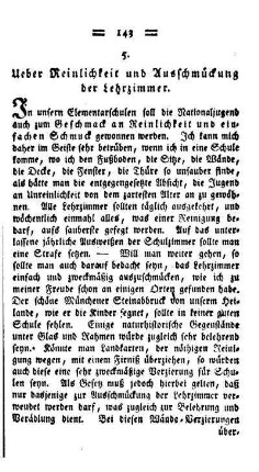 Ueber Reinlichkeit und Ausschmückung der Lehrzimmer