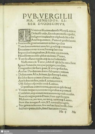 Pub. Vergilii Ma. Aeneidos. Liber Duodecimus