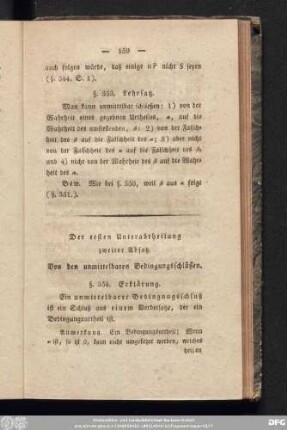 Der ersten Unterabtheilung zweiter Absatz. Von den unmittelbaren Bedingungsschlüssen.