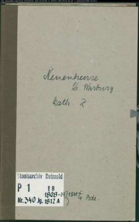 Zivilstandsregister der katholischen Gemeinde Neuenheerse, Kreis Warburg (A 1808-1809, 1811-1813) (Gemeinde: Katholische Gemeinde Neuenheerse)