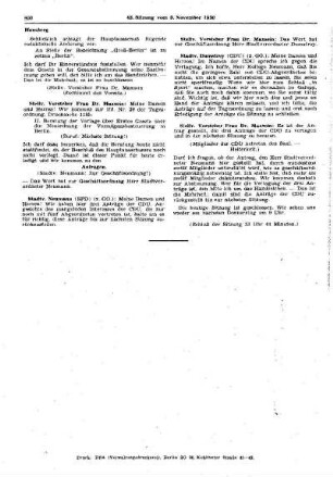Nr. 64, 16. November 1950, Ordentliche Sitzung