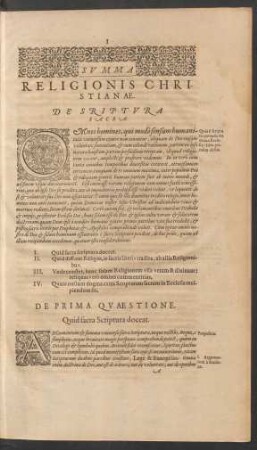 Summa Religionis Christianae. De Scriptura Sacra.