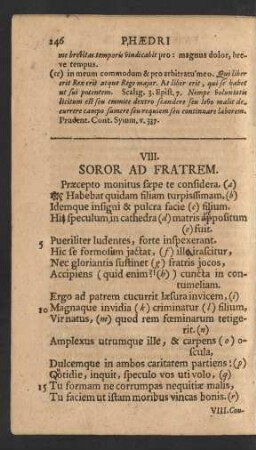 VIII. Soror Ad Fratrem.