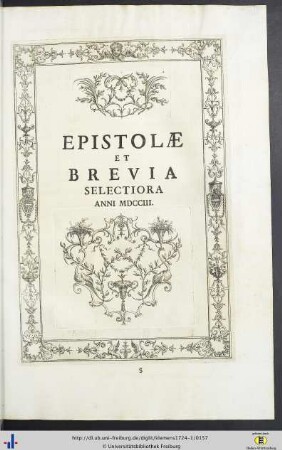 Epistolae Et Brevia Selectiora Anni MDCCIII.