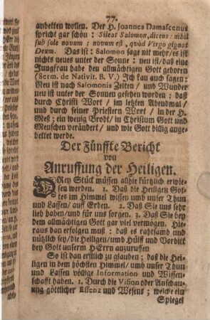 Der Fünffte Bericht von Anruffung der Heiligen.