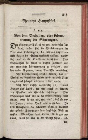 Neuntes Hauptstück. Von dem Verhalten, oder Lebensordnung der Schwangern.