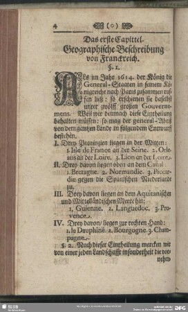 Das erste Capitel. Geographische Beschreibung von Franckreich