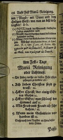 Am Fest-Tage Mariae Reinigung oder Lichtmeß.