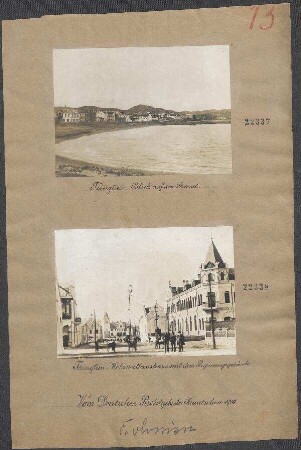 Vom deutschen Pachtgebiet Kiautschau 1914: Tsingtau: Blick auf den Strand