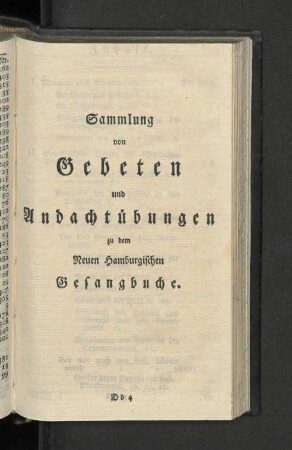 Sammlung von Gebeten und Andachtübungen zu dem Neuen Hamburgischen Gesangbuche