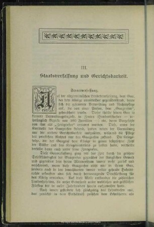 III. Staatsverfassung und Gerichtsbarkeit