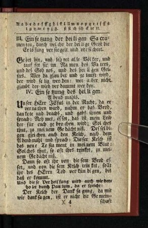 IV. Einsetzung des heiligen Abendmahls