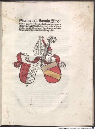 Statuta diocesana ... Henrici Episcopi August. in celebratione synodi a. 1506 publicata, [2]. Statuta aliis statutis Sinodalibus ... adjungenda