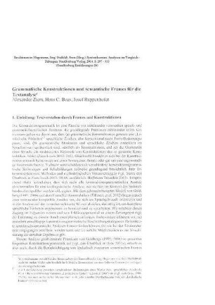 Grammatische Konstruktionen und semantische Frames für die Textanalyse